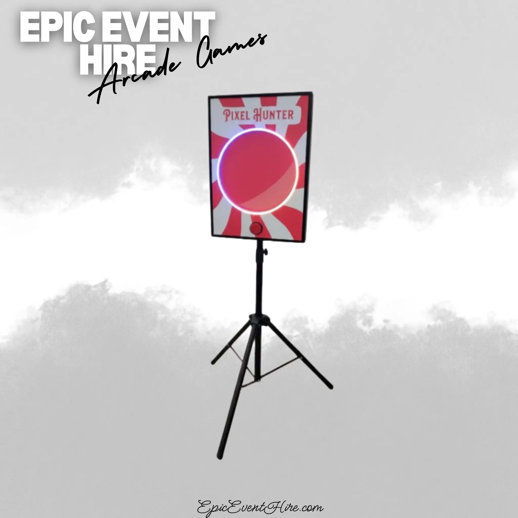 Pixel Hunter Cyclone Game on a white and grey background